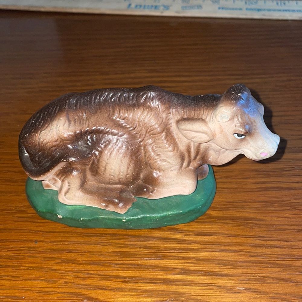 ‎Vtg chalkware Ox from a nativity scene